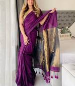 Purple woven design  cotton saree