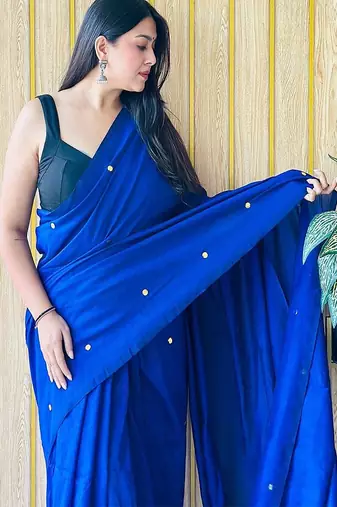 Teal women embellished  cotton saree