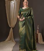 Green woven design zari  georgette kanjeevaram saree
