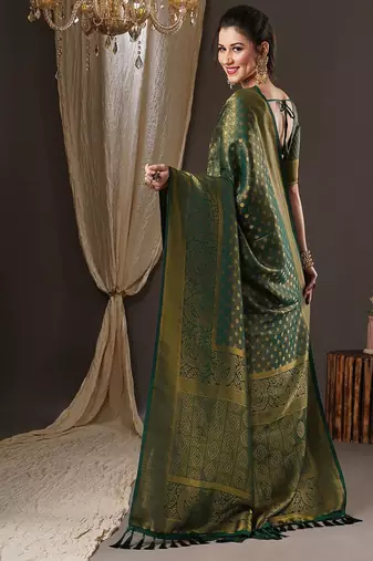 Green woven design zari  georgette kanjeevaram saree