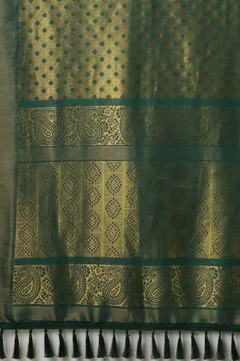 Green woven design zari  georgette kanjeevaram saree