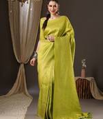 Green ethnic motifs zari  georgette kanjeevaram saree