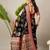 Black ethnic motifs printed zari banarasi saree with matching blouse