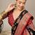Black ethnic motifs printed zari banarasi saree with matching blouse