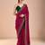 Pink floral embroidered beads and stones saree