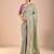Sea green floral embroidered beads and stones saree