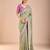 Sea green floral embroidered beads and stones saree