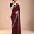 Maroon women floral beads and stones  embroidered saree