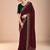Maroon women floral beads and stones  embroidered saree