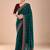 Teal ethnic motifs embroidered beads and stones saree
