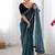 Teal embroidered embellished saree