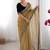 Brown solid embroidered net saree