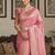Pink woven design zari silk blend handloom banarasi saree