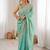 Turquoise embellished sequinned satin designer saree