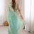 Turquoise embellished sequinned satin designer saree