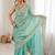 Turquoise embellished sequinned satin designer saree