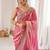 Pink embellished sequinned satin designer saree