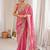 Pink embellished sequinned satin designer saree