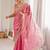 Pink embellished sequinned satin designer saree
