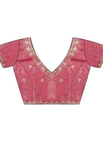 Pink embellished sequinned satin designer saree