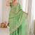Lime embellished sequinned satin designer saree