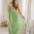 Lime embellished sequinned satin designer saree