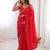 Red ethnic motifs embroidered silk blend heavy work saree
