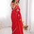 Red ethnic motifs embroidered silk blend heavy work saree