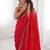 Red ethnic motifs embroidered silk blend heavy work saree