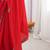 Red ethnic motifs embroidered silk blend heavy work saree