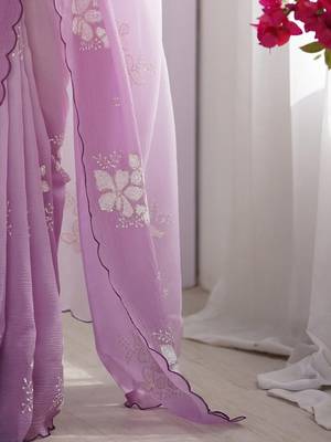 Purple women embellished tissue designer saree 4