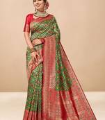 Green woven design zari art silk kanjeevaram saree
