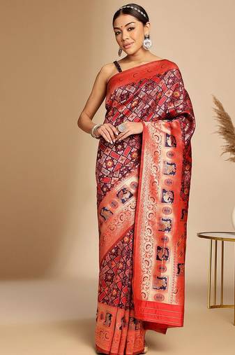 Blue ethnic woven design zari art silk kanjeevaram saree