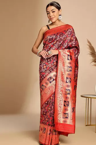 Blue ethnic woven design zari art silk kanjeevaram saree