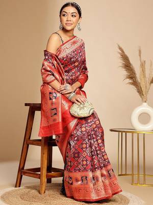 Blue ethnic woven design zari art silk kanjeevaram saree 3
