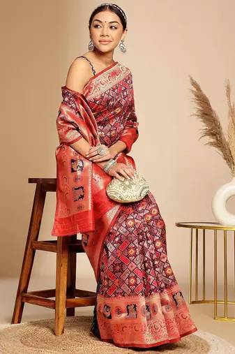 Blue ethnic woven design zari art silk kanjeevaram saree