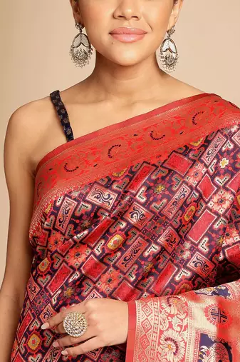 Blue ethnic woven design zari art silk kanjeevaram saree