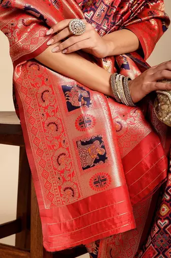 Blue ethnic woven design zari art silk kanjeevaram saree