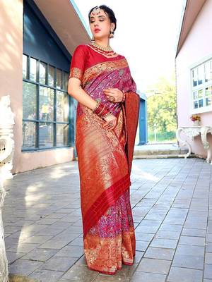Red red woven design zari kanjeevaram saree 2