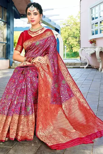 Red red woven design zari kanjeevaram saree