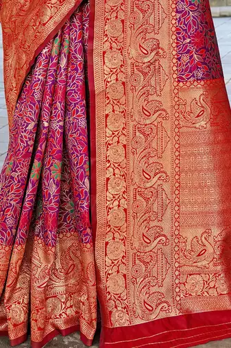 Red red woven design zari kanjeevaram saree