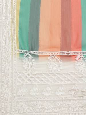 White white & red striped saree 5