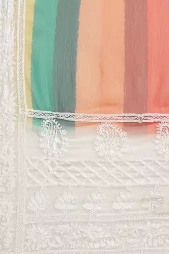 White white & red striped saree