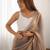 Bronze embroidered satin saree