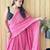 Pink solid sequinned  cotton saree