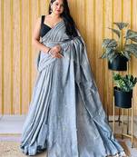 Grey embellished  cotton saree