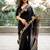 Black black embroidered embellished art silk saree