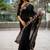 Black black embroidered embellished art silk saree