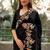 Black black embroidered embellished art silk saree