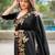 Black black embroidered embellished art silk saree